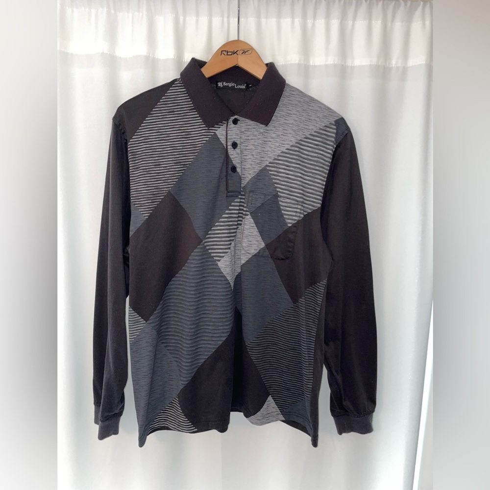 Sergio Louis Italy men’s L large long sleeve shirt collared sweater look